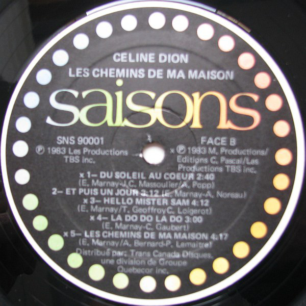 Celine Dion  Les Chemins De Ma Maison : LP B